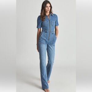 REISS Danie Women's Blue Denim Jumpsuit